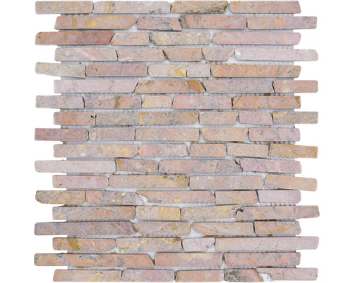 Mozaïektegel natuursteen MOS Brick 145 beige/rood 30,5x30,5 cm