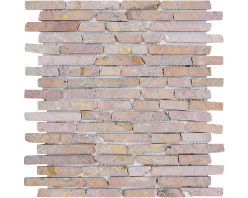 Mozaïektegel natuursteen MOS Brick 145 beige/rood 30,5x30,5 cm Mozaïektegel van natuursteen