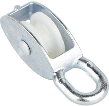 Enkele staaldraadkatrol van metaal met kunststof wiel