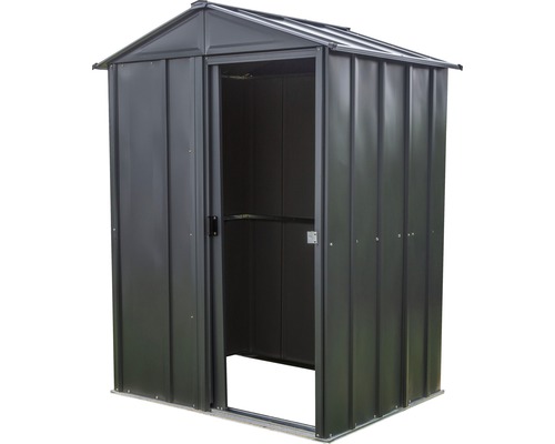 Metalen tuinhuis met open deur