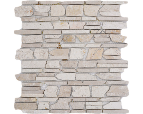 Mozaïektegel natuursteen MOS Brick 200 beige 30,5x30,5 cm Mozaïekmat met natuursteenlook voor wand- en vloerbekleding