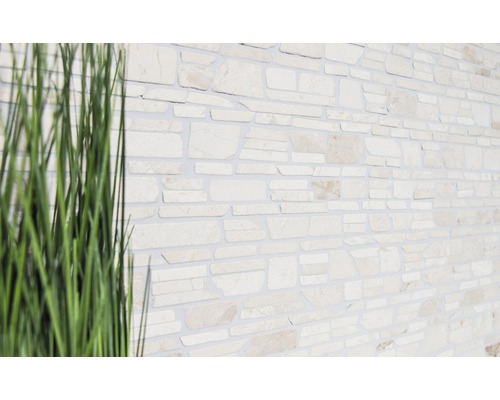 Natuurstenen wandbekleding met grassen op de voorgrond