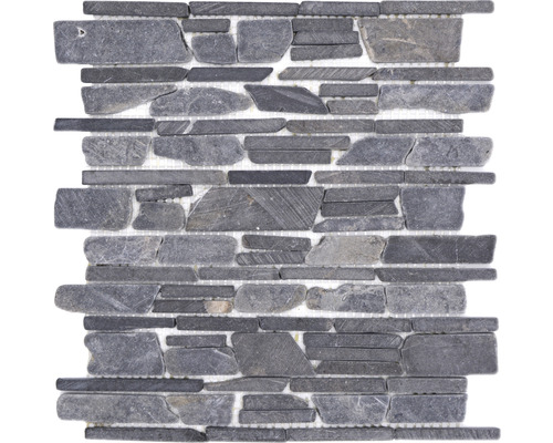 Mozaïektegel natuursteen MOS Brick 210 antraciet 30,5x30,5 cm
