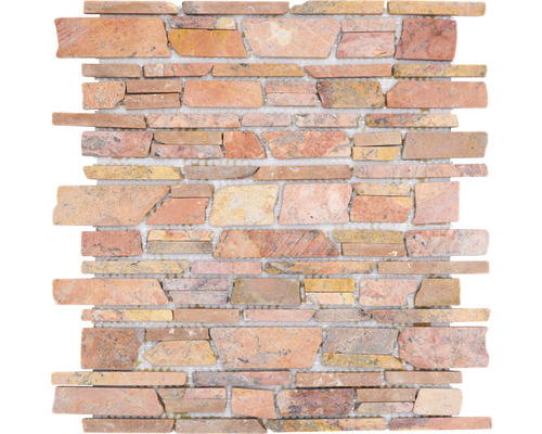 Mozaïektegel natuursteen MOS Brick 220 beige/rood 30,5x30,5 cm