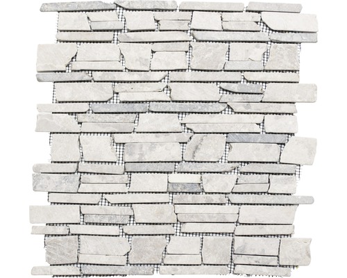 Mozaïektegel natuursteen MOS Brick 230 grijs 30,5x30,5 cm