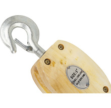 Houten blok met haak, maat 5 inch, veilige werklast 1200 lbs
