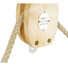 Houten katrol met touw, grootte 5 inch, veilige werkbelasting 1200 pond, touwdiameter 12 millimeter