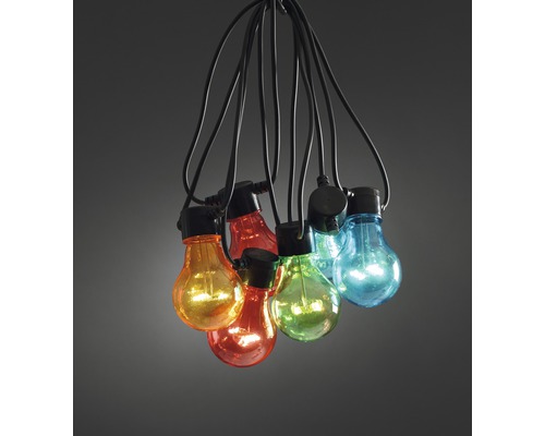 KONSTSMIDE Kerstverlichting LED tuinverlichting 10 lampjes gekleurd 4,5 m Lichtsnoer met gekleurde lampen voor buiten