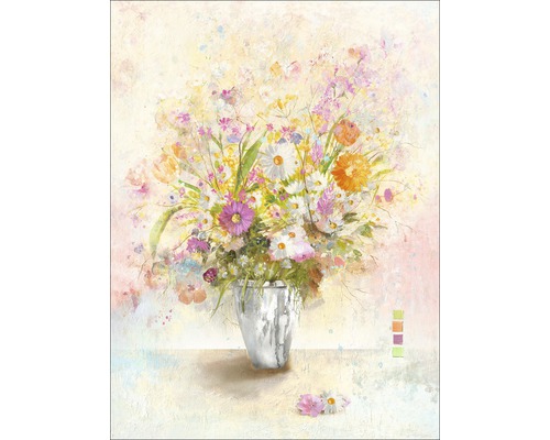 PURE LIVING Schilderij canvas Retro Bunch Of Flowers 57x77 cm