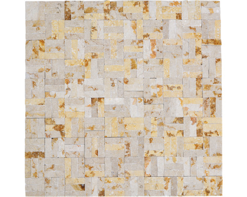 Mozaïektegel natuursteen MOS X3D 63 beige 30x30 cm Mozaïektegel van natuursteen