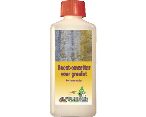 Alpin Chemie roestomvormer voor graniet in een plastic fles