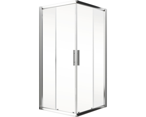 Hoekdouche met helder glas en zilverkleurig frame