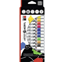 Marabu kunstenaar acrylverf set met twaalf tubes van elk twaalf milliliter