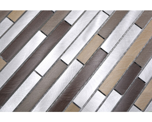 Mozaïektegel in hout- en metaallook