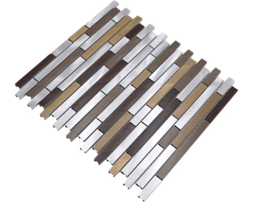 Mozaïektegelmat met aluminium-, hout- en metaaleffect