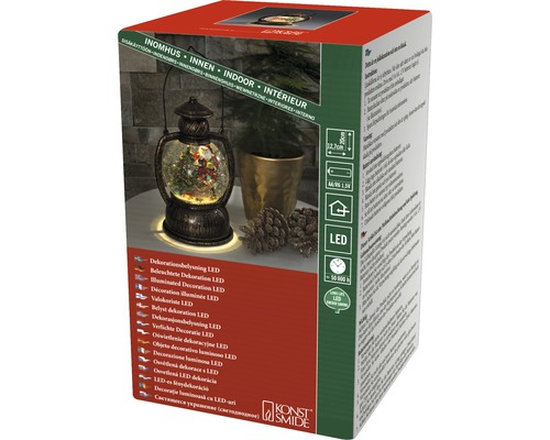 Verpakking van een decoratieve LED-lamp met sneeuwbolmotief