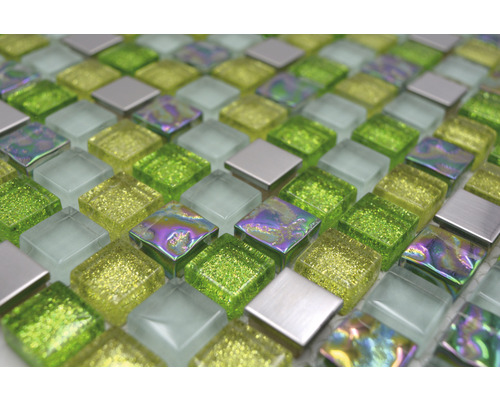 Mozaïektegel van glas en metaal