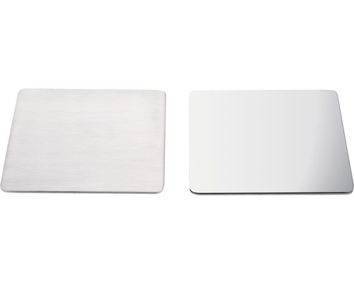 Twee vierkante roestvrijstalen platen