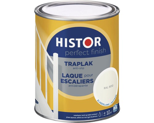HISTOR Perfect Finish Traplak RAL 9010 750 ml Histor Trapverf, antislipverf voor trappen, circa 10 m² bereik