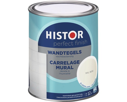 HISTOR Perfect Finish Wandtegels lak zijdeglans RAL 9010 750 ml Histor Perfect Finish muurverf voor tegels