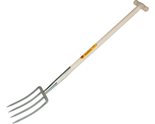 Tuinvork met houten handvat en vier tanden
