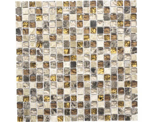 Mozaïektegel glas Chrystal beige/bruin 30x30 cm