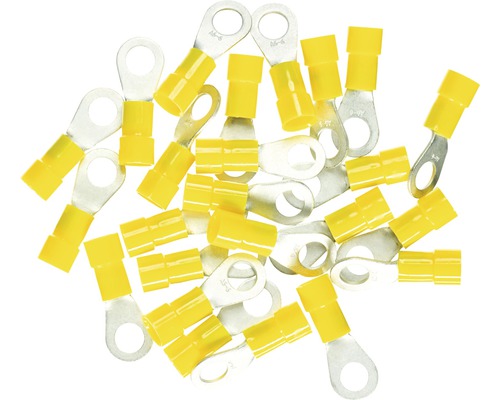 HAUPA Ringkabelschoen M6 2,5-6,0 mm² geel, 25 stuks Ringkabelschoenen met isolatie