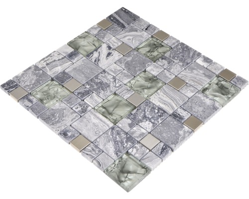 Mozaïektegel van marmer, glas en metaal