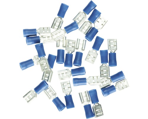 HAUPA Vlakstekkerhuls 1,5-2,5 mm² blauw, 25 stuks Kabelschoenen met blauwe isolatiehuls, set