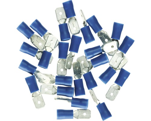 HAUPA Vlakstekker 1,5-2,5 mm² blauw, 25 stuks Blauwe kabelschoenen als platte stekkers voor elektrische verbindingen