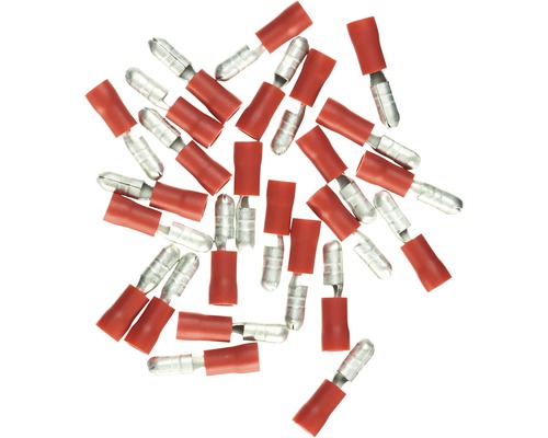 HAUPA Rondstekker 0,5-1,0 mm² rood, 25 stuks Een verzameling kabelschoenen met rode isolatie