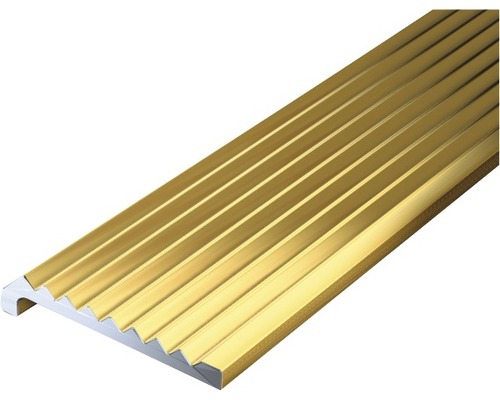 KAISERTHAL Trapprofiel 23x6,3x2 mm aluminium messing, 200 cm Metalen traprandprofiel met geribbeld oppervlak