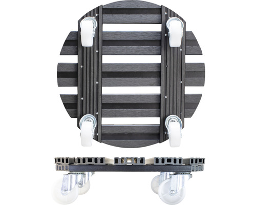 Plantenroller van hout met vier wielen