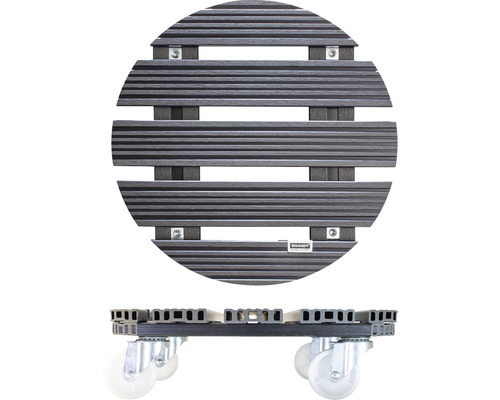 Ronde plantenroller van hout met wielen