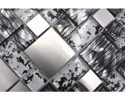 Mozaïektegel van glas en roestvrij staal