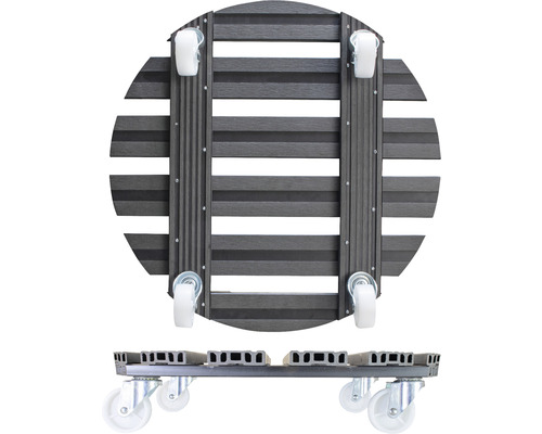 Ronde plantenroller van hout met wielen