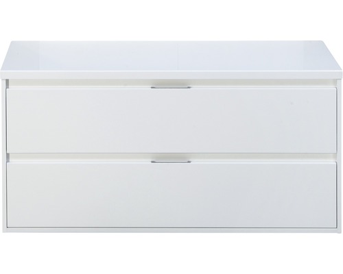 SANOX Badkamermeubelset Porto met wastafelblad 58x120,2x50 cm wit hoogglans Witte wastafelonderkast met twee laden
