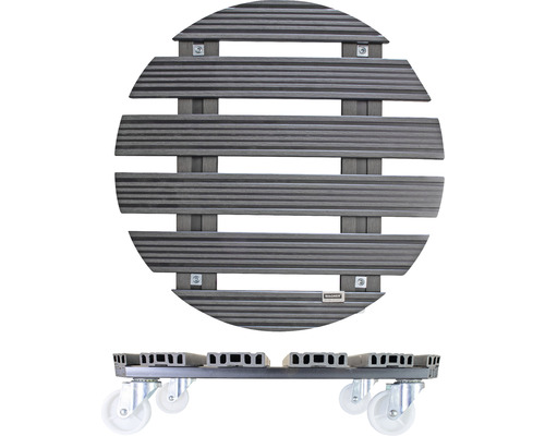 Ronde plantenroller van hout met wielen