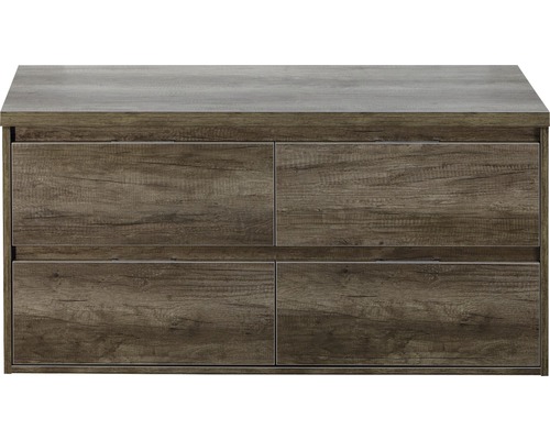 SANOX Badkamermeubelset Porto met wastafelblad 58x120,2x50 cm nebraska eiken Houten wastafelonderkast met vier laden