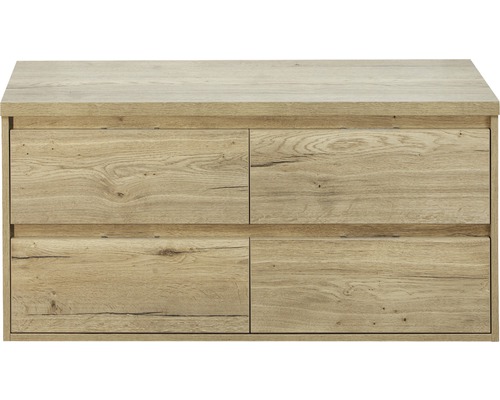 SANOX Badkamermeubelset Porto met wastafelblad 58x120,2x50 cm natuur eiken Wastafelonderkast met vier laden in houtlook