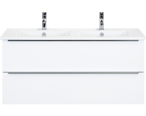 Badkamermeubel Pulse 120 cm 2 laden keramische wastafel wit hoogglans