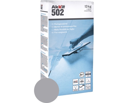 Akkit 502 Flexvoegenmortel grijs 13 kg Akkit 502 flexvoegmortel in zak van 13 kilogram