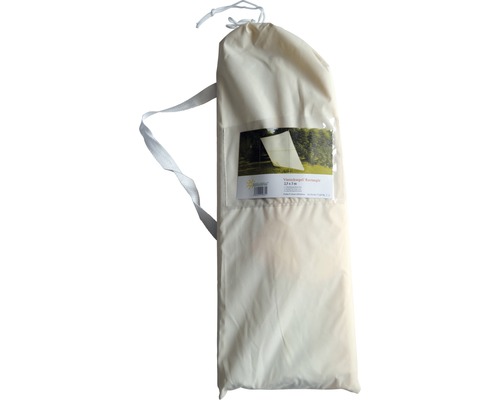 Verpakte, rechthoekige zonnescherm met een afmeting van 2,5 bij 3 meter