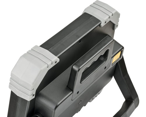 Detailweergave van een bouwlamp met handgreep