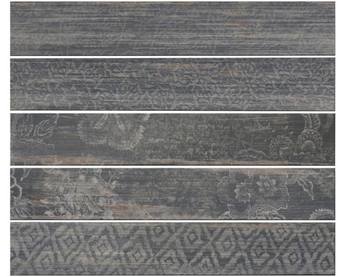 Wand- en vloertegel Skagen zwart mat 15x90 cm