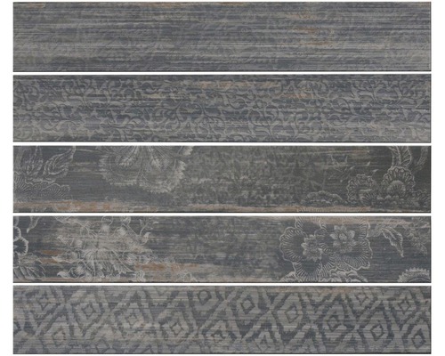Wand- en vloertegel Skagen zwart mat 15x90 cm Verschillende tegels met houtlook en patronen