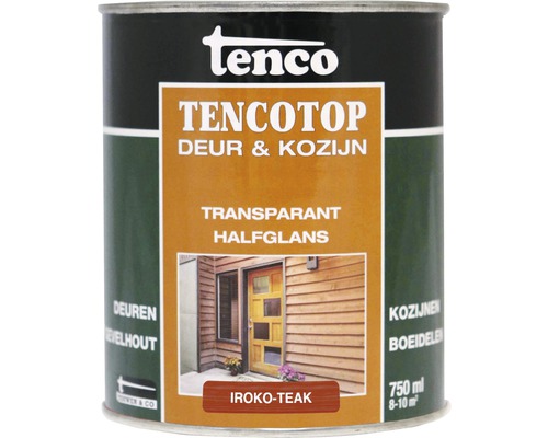 TENCO Tencotop Deur & Kozijn transparant zijdeglans iroko 750 ml Tenco Tencotop deur- en kozijnverf, transparant, halfglans, 750 ml