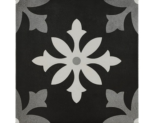 Wand- en vloertegel Art dekor negro 22,3x22,3 cm Tegel met bloemmotief