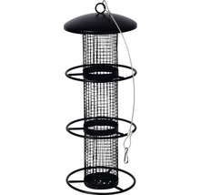 DOBAR Voederdispenser metaal/RVS zwart met plateau, 14x14x36 cm-thumb-1 DOBAR Voederdispenser metaal/RVS zwart met plateau, 14x14x36 cm-thumb-1