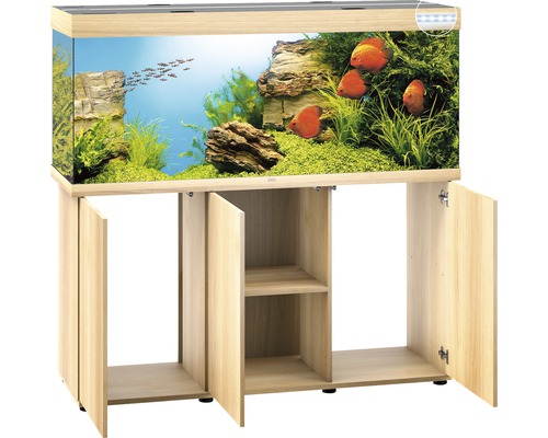 Aquarium combinatie met onderkast, compleet ingericht met vissen en planten